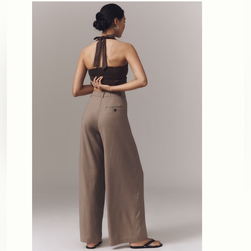 NWT Anthropologie Maeve The Avery Pleated Wide Leg Linen Trousers Pants - Picture 3 of 9